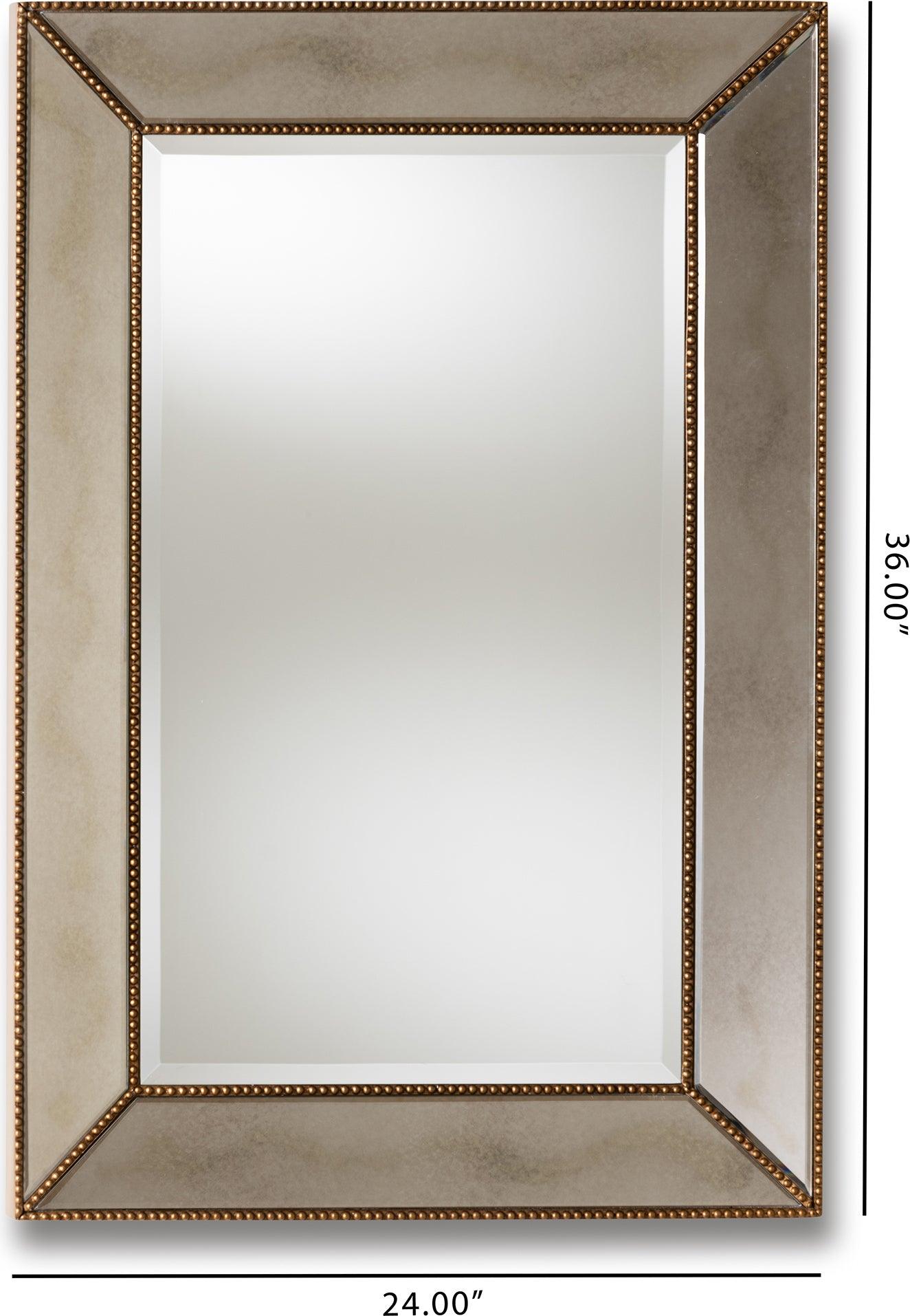 Wholesale Interiors Mirrors - Neva Rectangular Accent Wall Mirror Antique Gold