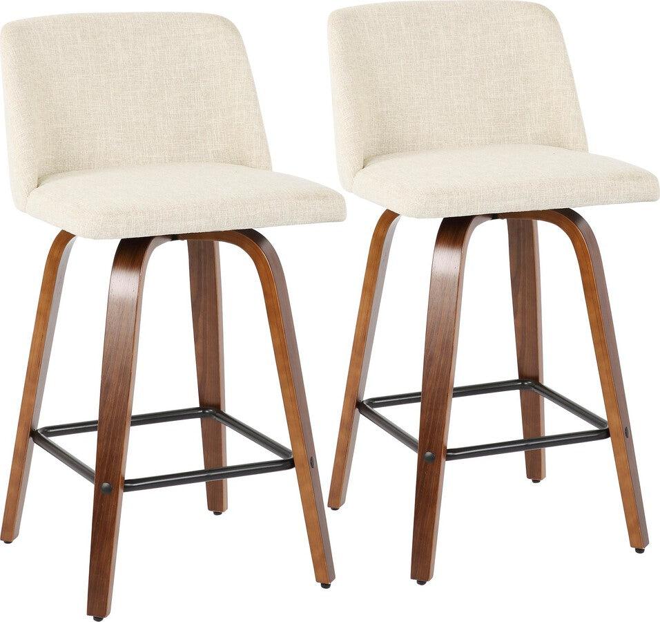 Lumisource Barstools - Toriano Mid-Century Modern Counter Stool in Walnut - Set of 2