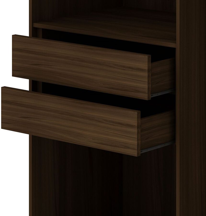 Manhattan Comfort Cabinets & Wardrobes - Gramercy Modern 2-Section Freestanding Wardrobe Armoire Closet in Brown