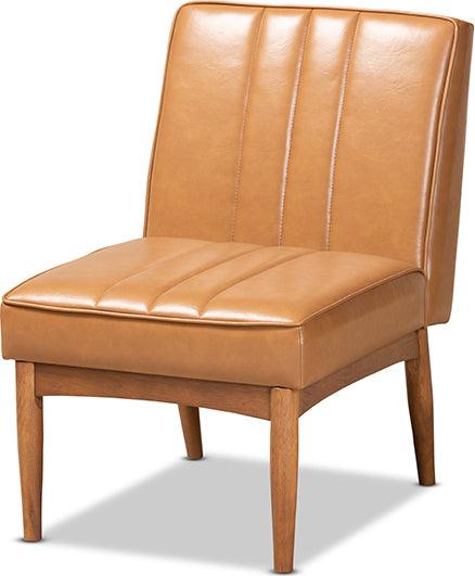 Wholesale Interiors Dining Chairs - Daymond Tan Faux Leather Upholstered and Walnut Brown Finished Wood Dining Chair