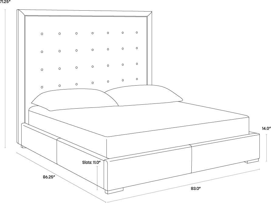 SUNPAN Beds - Jackie Bed - King - Silver Linen Gray