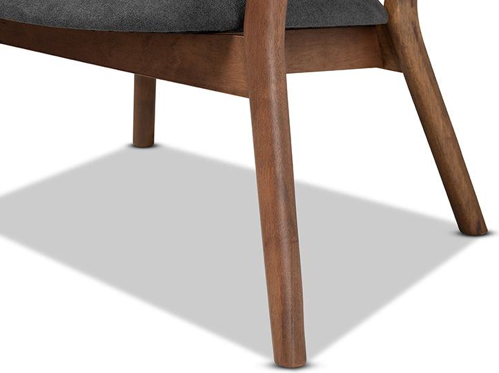 Wholesale Interiors Accent Chairs - Baron Mid-Century Grey Fabric and Brown Wood 2-Piece Accent Chair Set