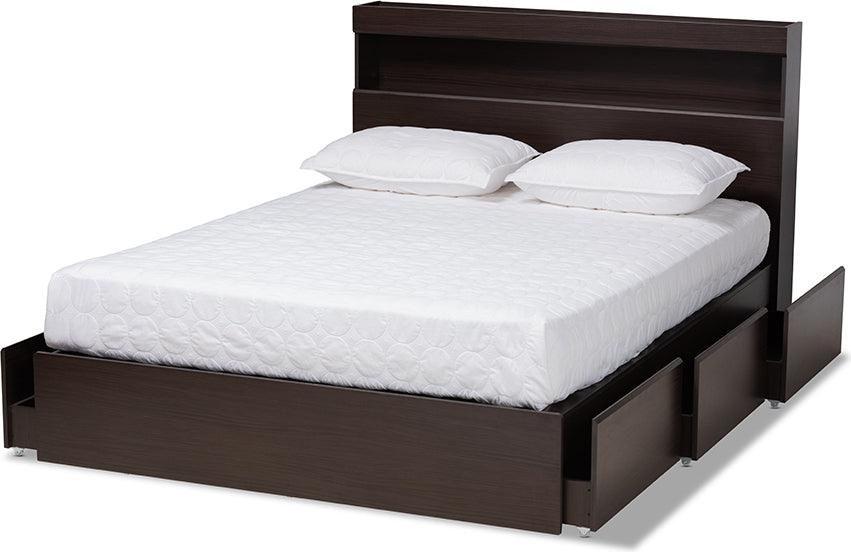 Wholesale Interiors Beds - Blaine Queen Storage Bed Dark brown