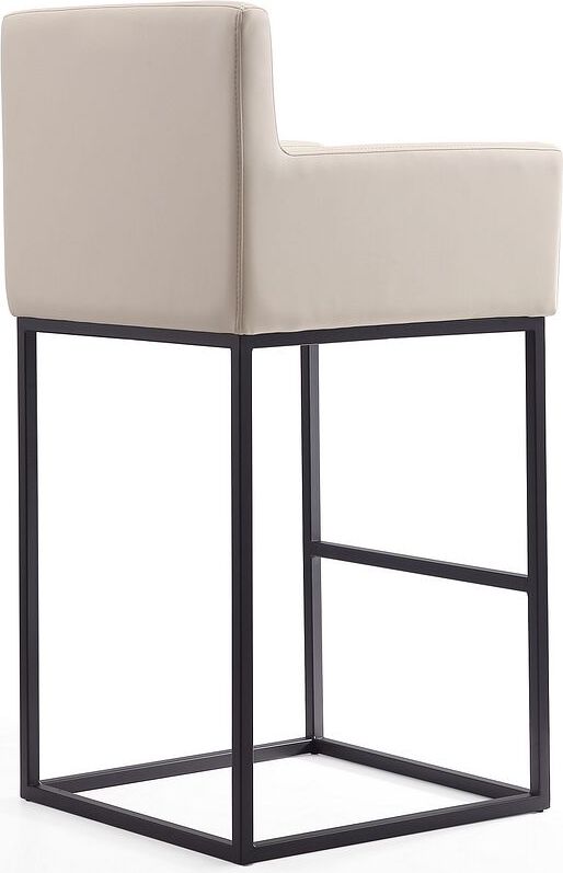 Manhattan Comfort Barstools - Ambassador 42 in. Cream and Black Metal Barstool (Set of 3)