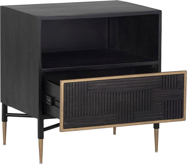 SUNPAN Nightstands & Side Tables - Markwood Nightstand - Brass - Dark Brown Brown