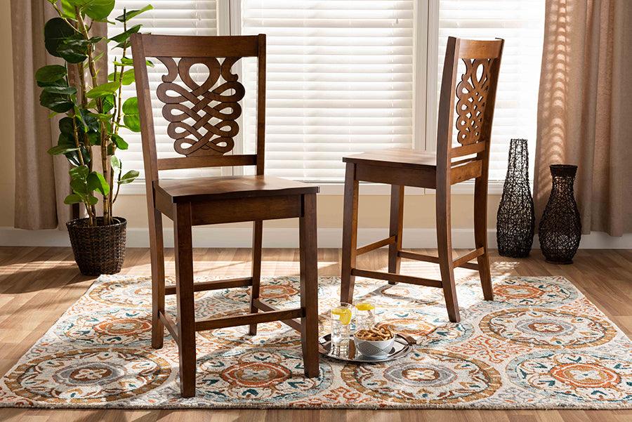 Wholesale Interiors Barstools - Gervais Counter Stool Walnut Brown (Set of 2)