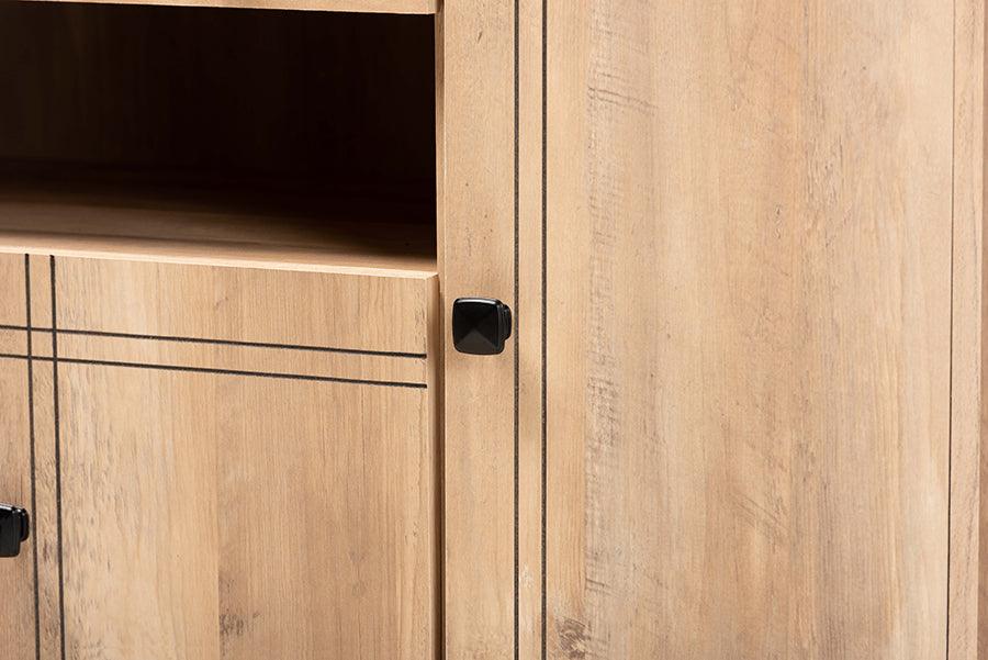 Wholesale Interiors Buffets & Sideboards - Patterson Modern and Contemporary Modern Oak Brown Finished Wood 3-Door Kitchen Storage Cabinet