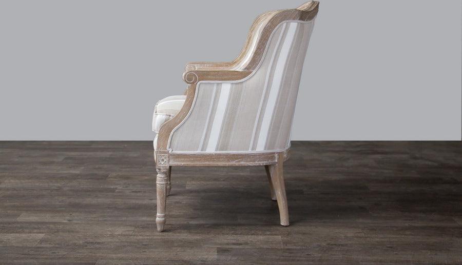 Wholesale Interiors Accent Chairs - Charlemagne Traditional French Accent Chair-Oak (Brown Stripe)