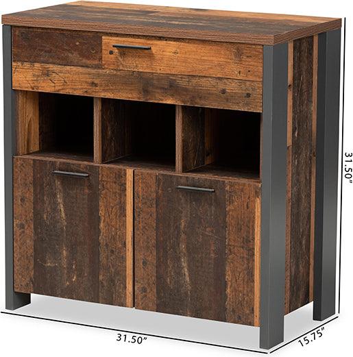 Wholesale Interiors Buffets & Sideboards - Ranger Mid-Century Modern Two-Tone Rustic Brown and Grey Finished Wood 1-Drawer Sideboard Buffet