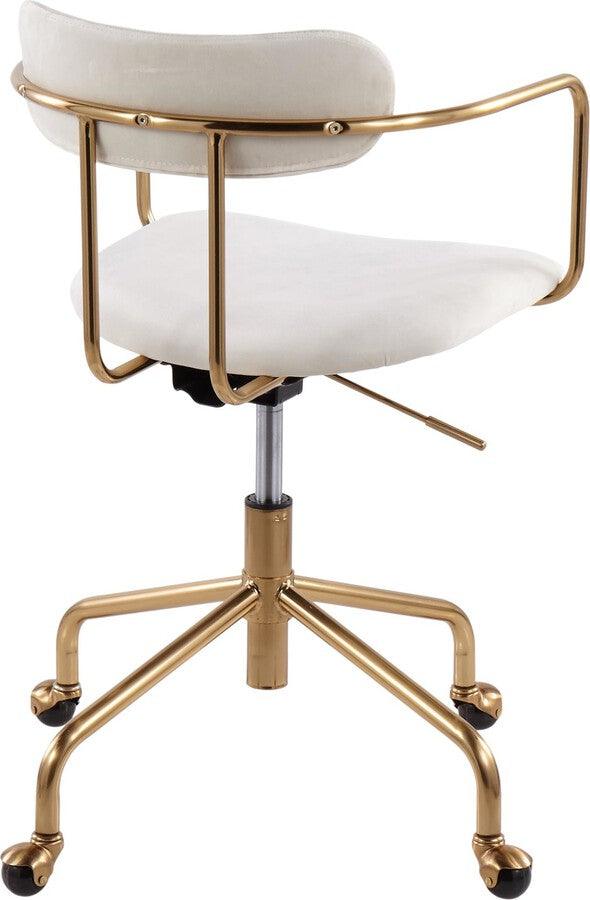 Shop Demi Contemporary Office Chair in Gold Metal Cream Velvet