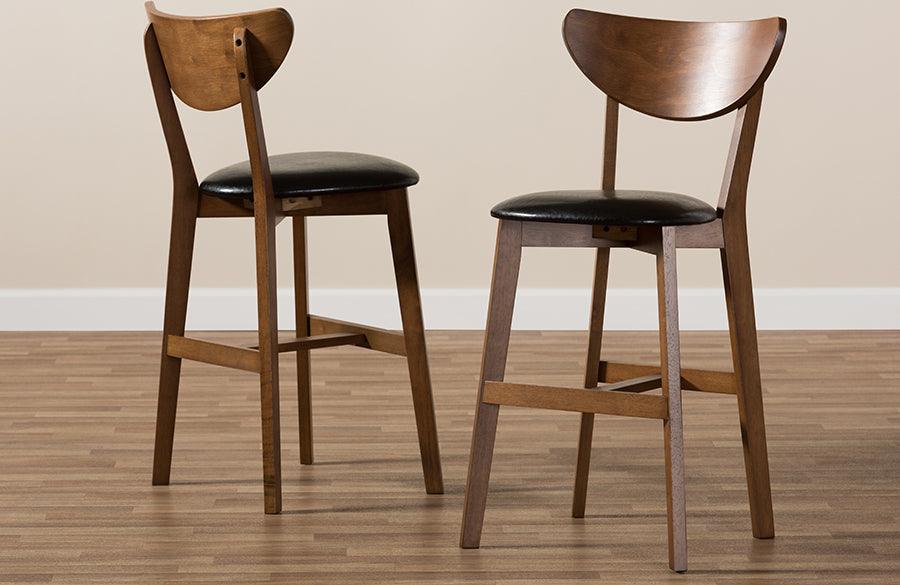 Wholesale Interiors Barstools - Eline Bar Stool Black & Walnut Brown (Set of 2)