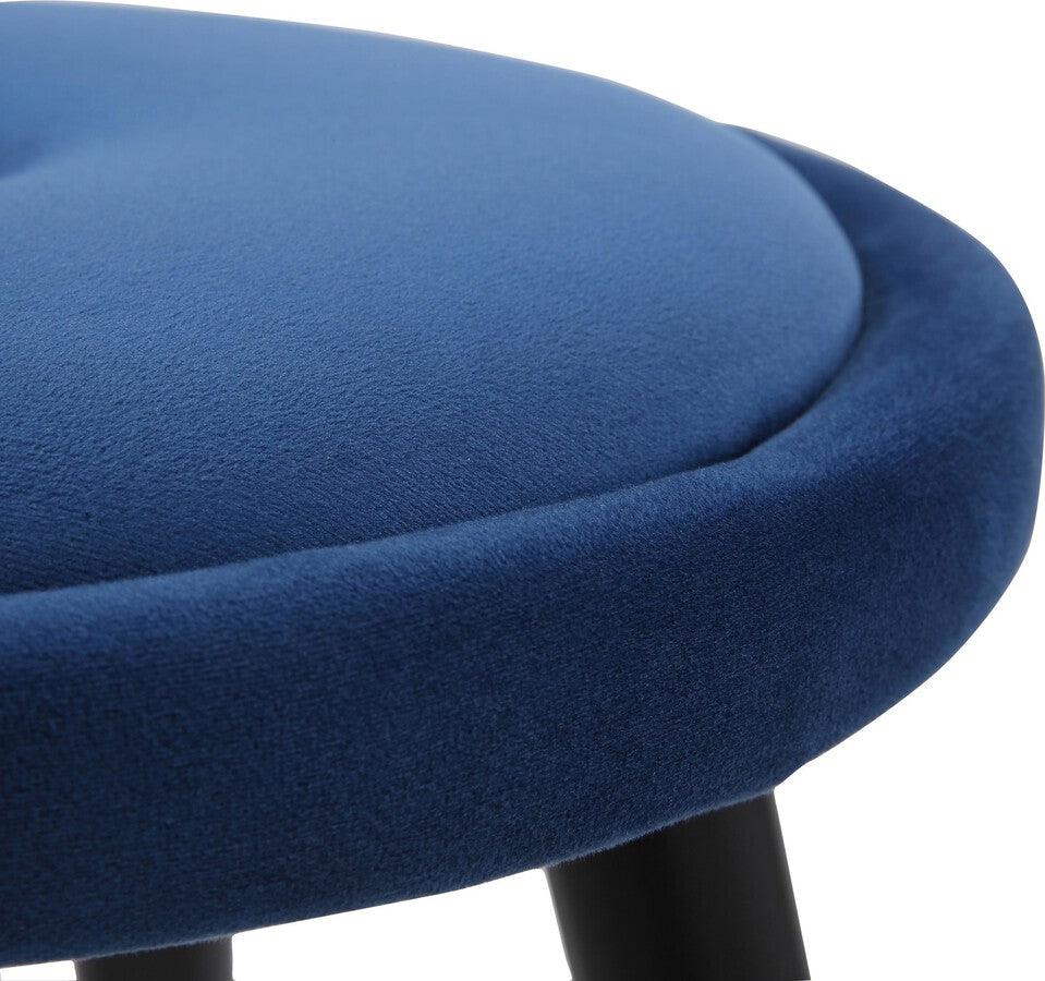 Lumisource Barstools - Cavalier Glam Counter Stool in Black Wood & Blue Velvet with Gold Accent - Set of 2