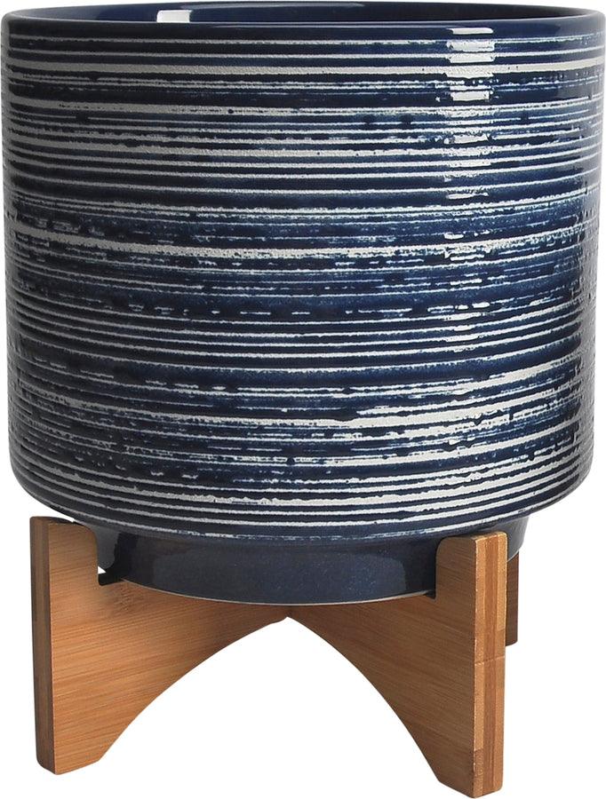 Sagebrook Home Planters - Ceremicamic Set Of 2 8/10" Planter On Stand Blue