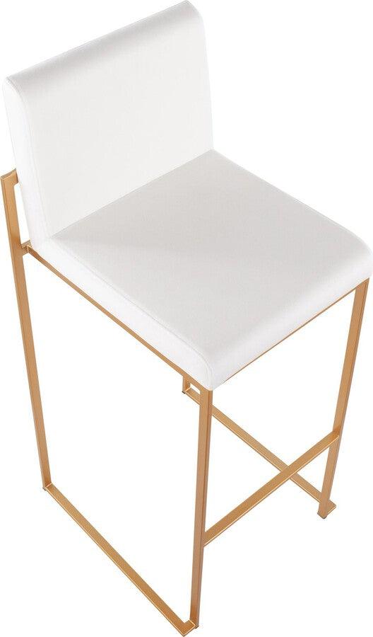 Lumisource Barstools - Fuji High Back Barstool In Gold Steel & White Velvet (Set of 2)