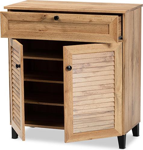 Wholesale Interiors Shoe Storage - Coolidge Oak Brown Finished Wood 1-Drawer Shoe Storage Cabinet