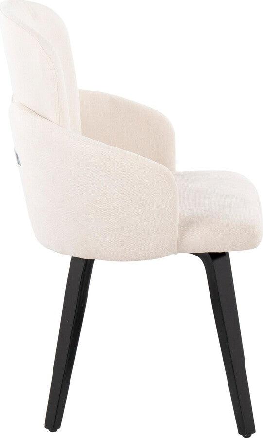 Lumisource Dining Chairs - Dahlia Contemporary Dining Chair In Black Wood & Cream Fabric With Chrome Accent (Set of 2)