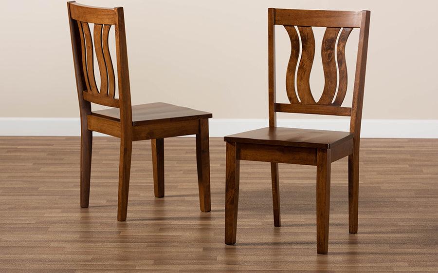 Wholesale Interiors Dining Chairs - Fenton Walnut Brown Finished Wood 2-Piece Dining Chair Set