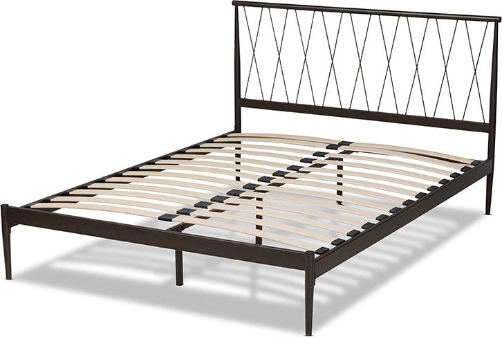 Wholesale Interiors Beds - Nano Modern and Contemporary Black Finished Metal Queen Size Platform Bed