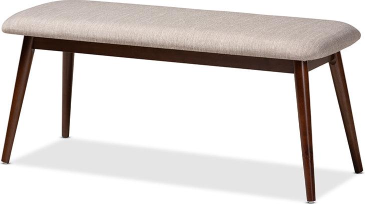 Wholesale Interiors Benches - Flora Light Grey Walnut Wood Dining Bench