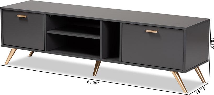 Wholesale Interiors TV & Media Units - Kelson Dark Grey and Gold Finished Wood TV Stand