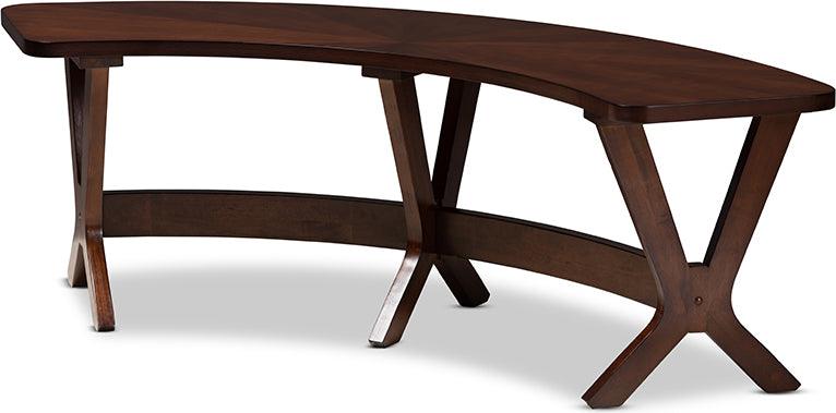 Wholesale Interiors Benches - Berlin Mid-Century Modern Walnut Finished Wood Curved Dining Bench