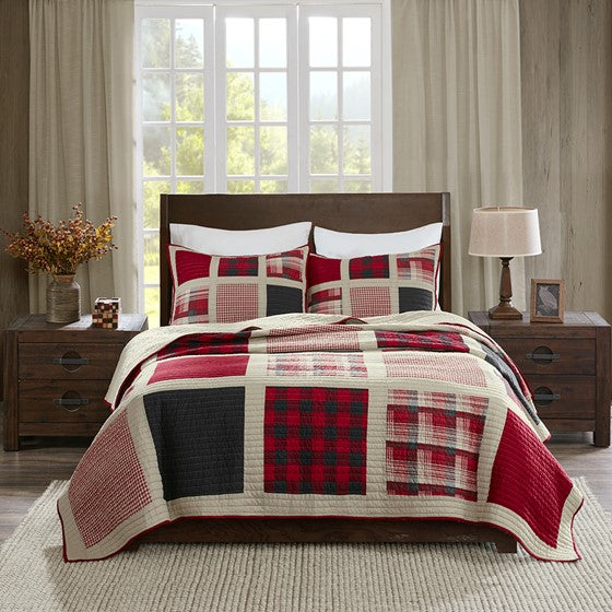 Olliix.com Coverlet - 100% Cotton Oversized Quilt Mini Set Red Cal King