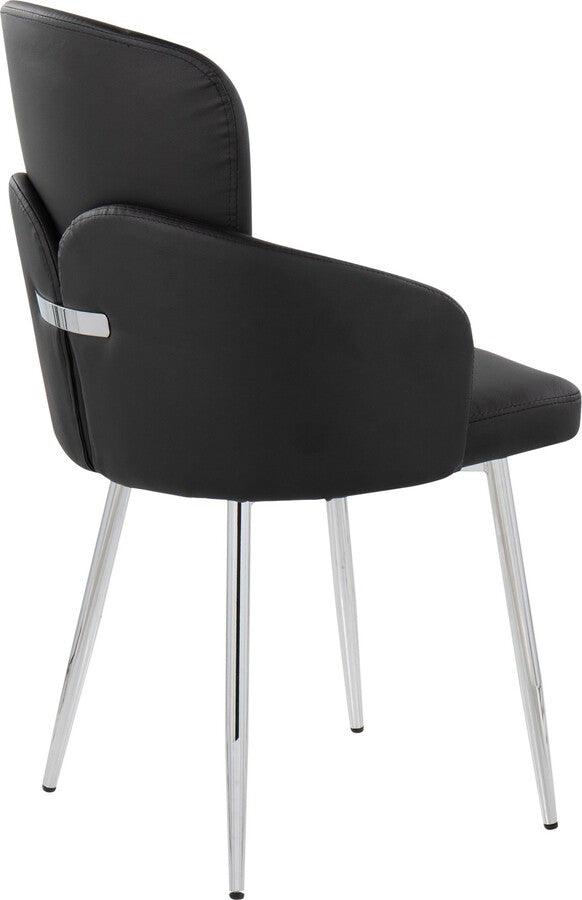 Lumisource Dining Chairs - Dahlia Contemporary Dining Chair In Chrome Metal & Black Faux Leather With Chrome Accent (Set of 2)