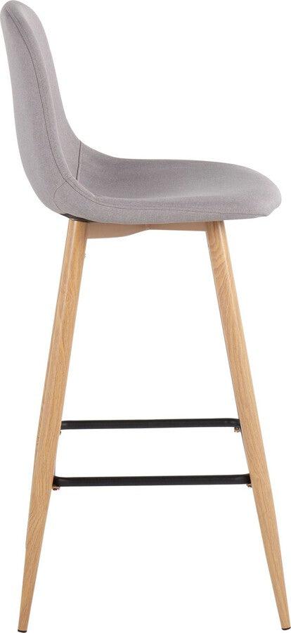 Lumisource Barstools - Pebble Barstool In Natural Metal & Light Grey Fabric (Set of 2)