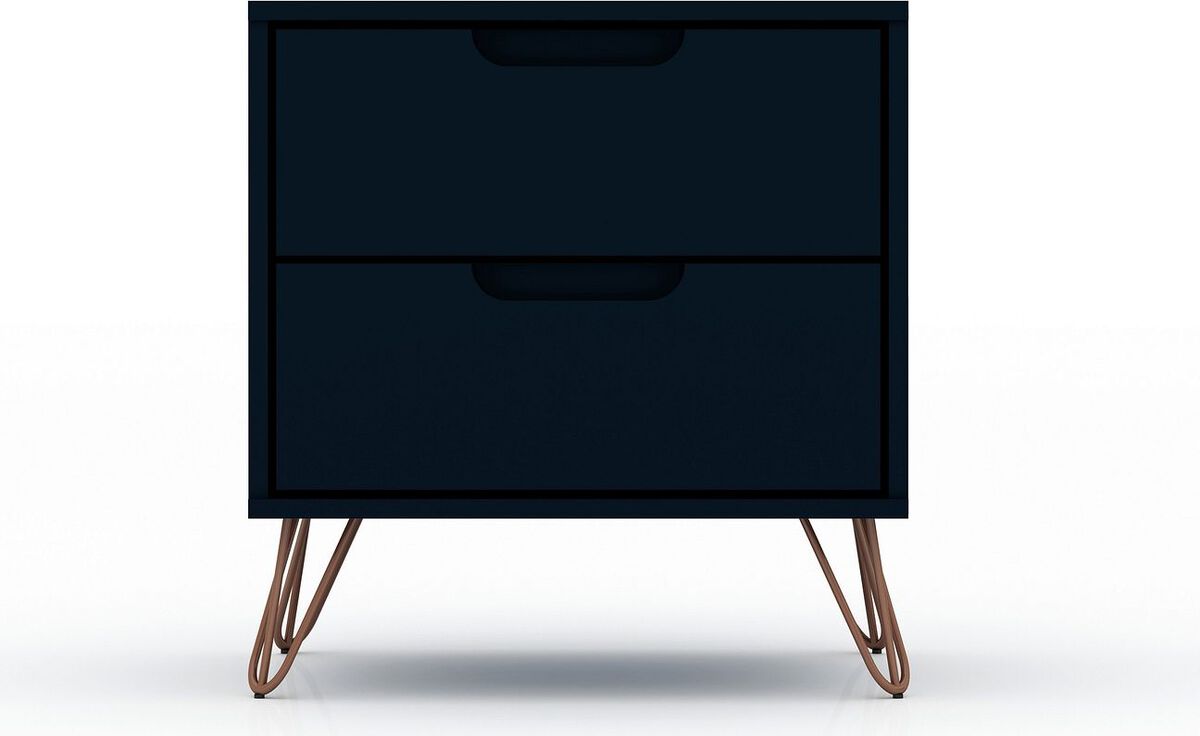 Manhattan Comfort Dressers - Rockefeller Tatiana Midnight Blue 5-Drawer Dresser and 2-Drawer Nightstand Set