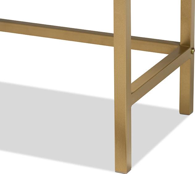 Wholesale Interiors Consoles - Giona Two-Tone Oak Brown and White Finished Wood and Gold Metal 1-Drawer Console Table