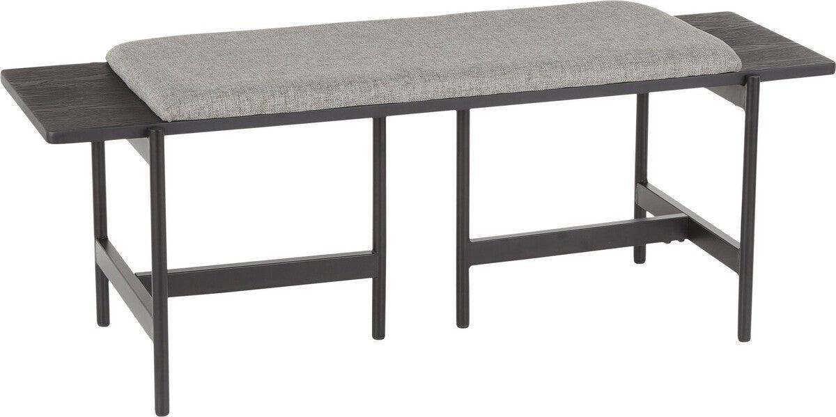 Lumisource Benches - Chloe Contemporary Bench in Black Metal and Grey Fabric with Black Wood Accents
