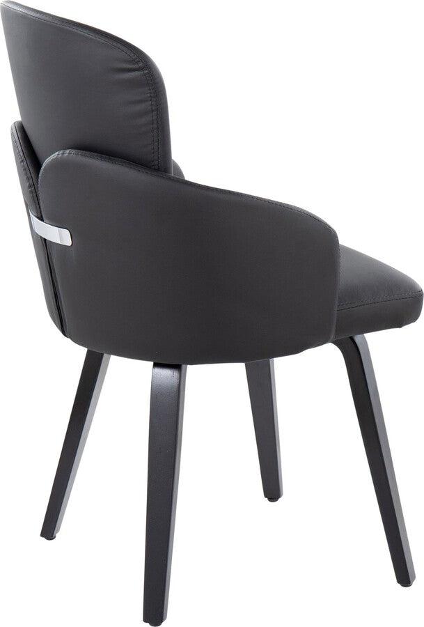 Lumisource Dining Chairs - Dahlia Contemporary Dining Chair In Black Wood & Black Faux Leather With Chrome Accent (Set of 2)