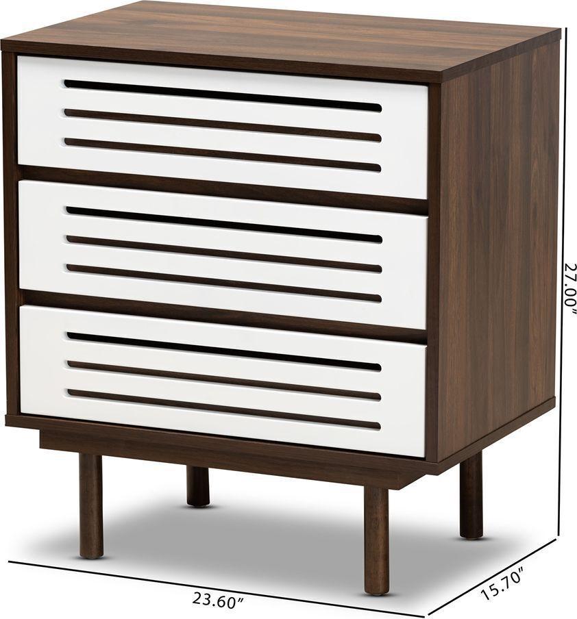 Wholesale Interiors Nightstands & Side Tables - Meike Nightstand Walnut & White