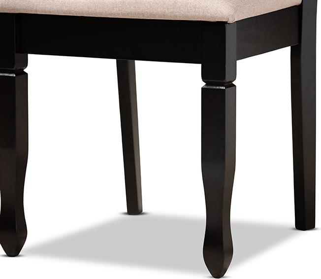 Wholesale Interiors Dining Sets - Reneau Sand Fabric Upholstered Espresso Brown Finished Wood 7-Piece Dining Set