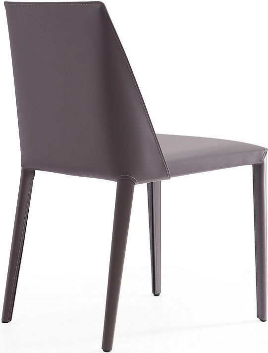 Manhattan Comfort Dining Chairs - Paris Grey Saddle Leather Dining Chair (Set of 4)