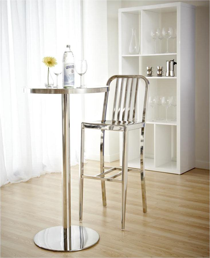 Euro Style Bar Tables - Cookie-B 26" Bar Table in Walnut with Brushed Stainless Steel Column and Base