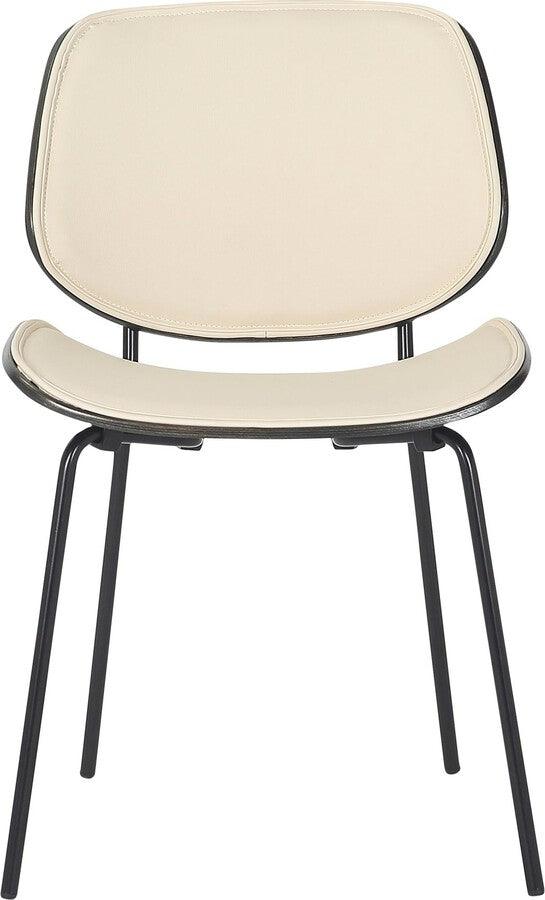 Lumisource Accent Chairs - Industrial Lombardi Chair In Black Metal & Cream Faux Leather With Dark Walnut Wood Accent