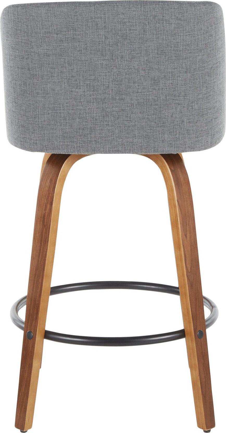 Lumisource Barstools - Toriano Counter Stool Walnut & Gray (Set of 2)