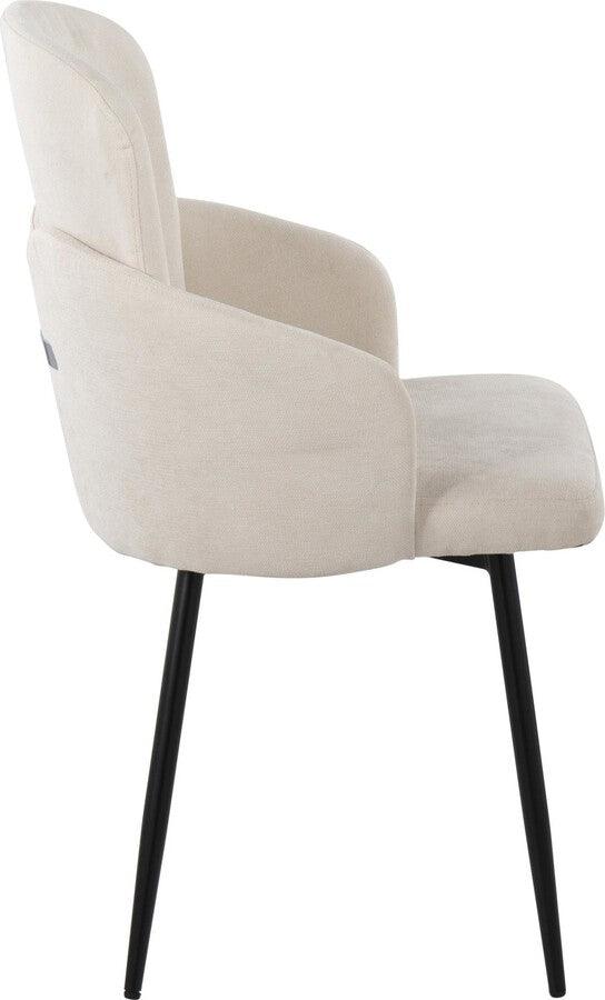Lumisource Dining Chairs - Dahlia Contemporary Dining Chair In Black Metal & Cream Fabric With Chrome Accent (Set of 2)