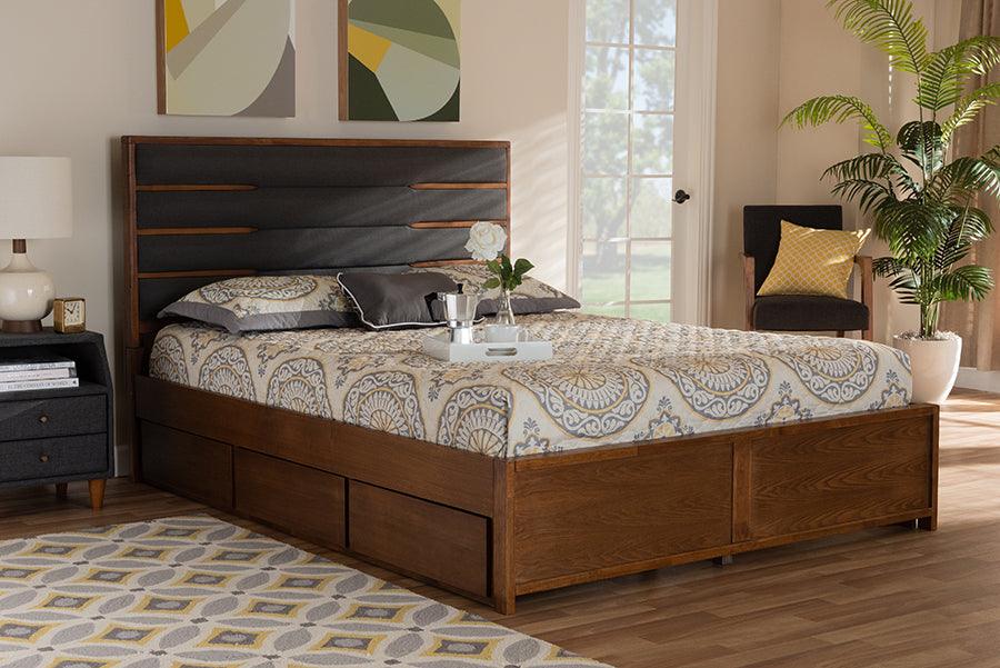 Wholesale Interiors Beds - Elin King Storage Bed Dark Gray & Walnut