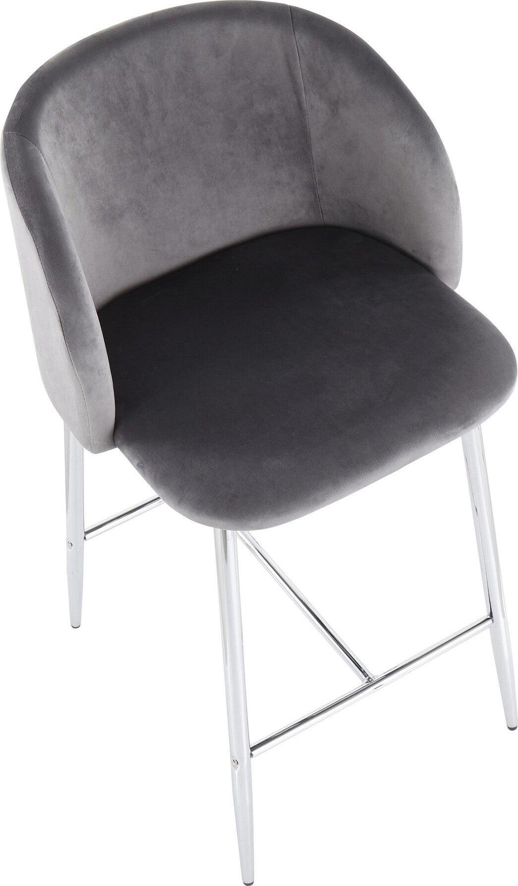 Lumisource Barstools - Fran Counter Stool Chrome & Gray (Set of 2)