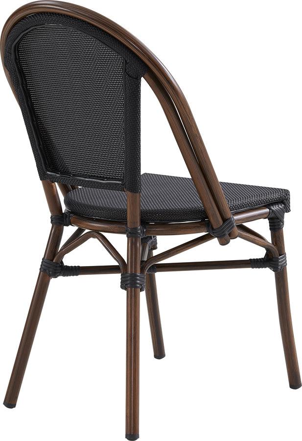 Euro Style Dining Chairs - Jannie Stacking Side Chair in Black Textylene Mesh with Brown Frame - Set of 2