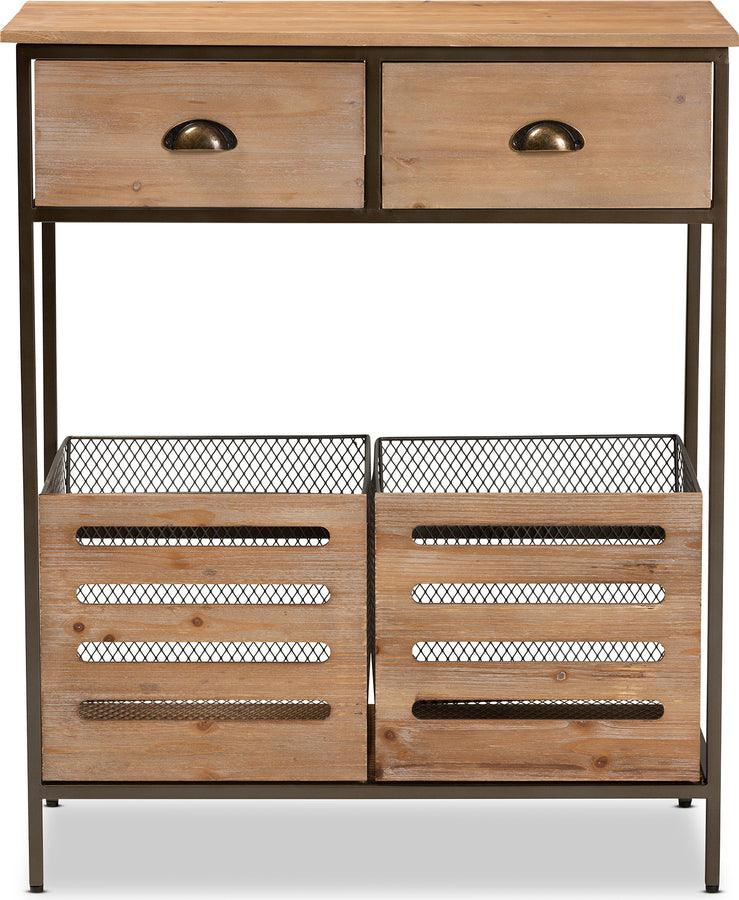 Wholesale Interiors Kitchen Storage & Organization - Abram Oak & Black Metal 2-Drawer Kitchen Storage Cabinet