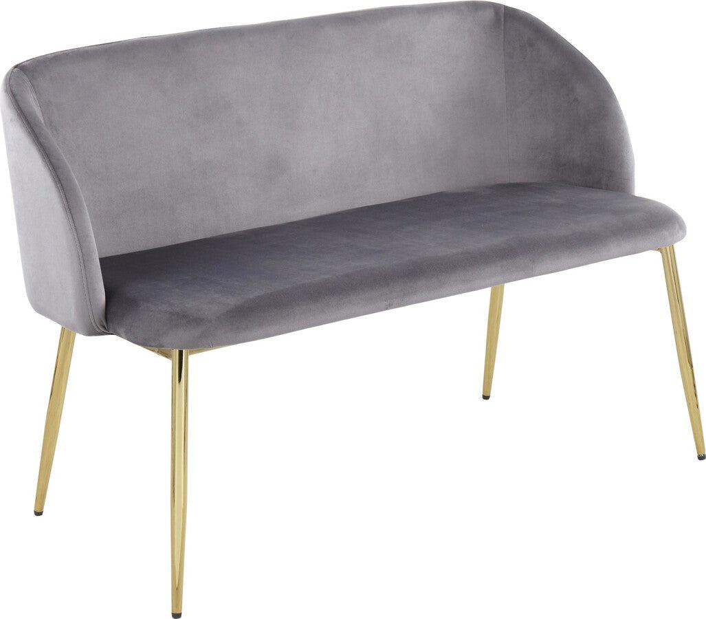 Lumisource Benches - Fran Glam Bench in Gold Steel and Grey Velvet