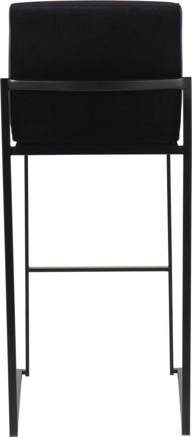 Lumisource Barstools - Fuji High Back Barstool In Black Steel & Black Velvet (Set of 2)