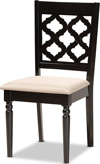 Wholesale Interiors Dining Sets - Ramiro Sand Fabric Upholstered and Dark Brown Finished Wood 7-Piece Dining Set