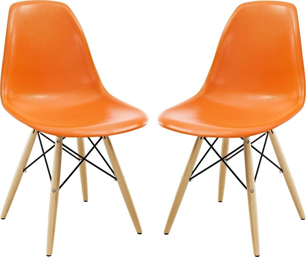 Modway Dining Chairs - Pyramid Dining Side Chairs Set of 2 Orange