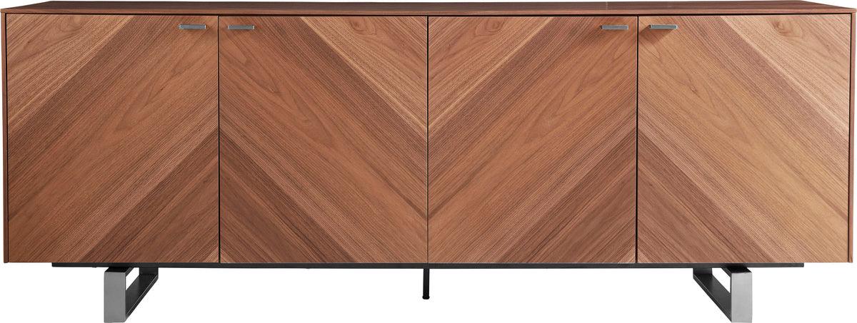 Euro Style Buffets & Cabinets - Alvarado 79" Sideboard in American Walnut with Brushed Stainless Steel Base