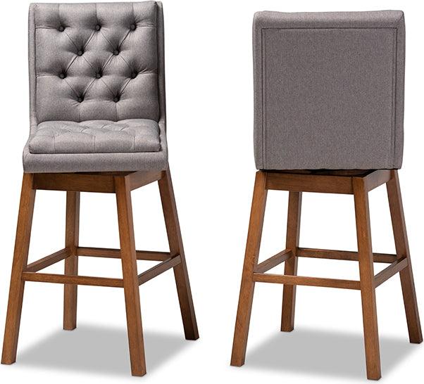 Wholesale Interiors Barstools - Gregory Bar Stool Gray & Walnut Brown (Set of 2)