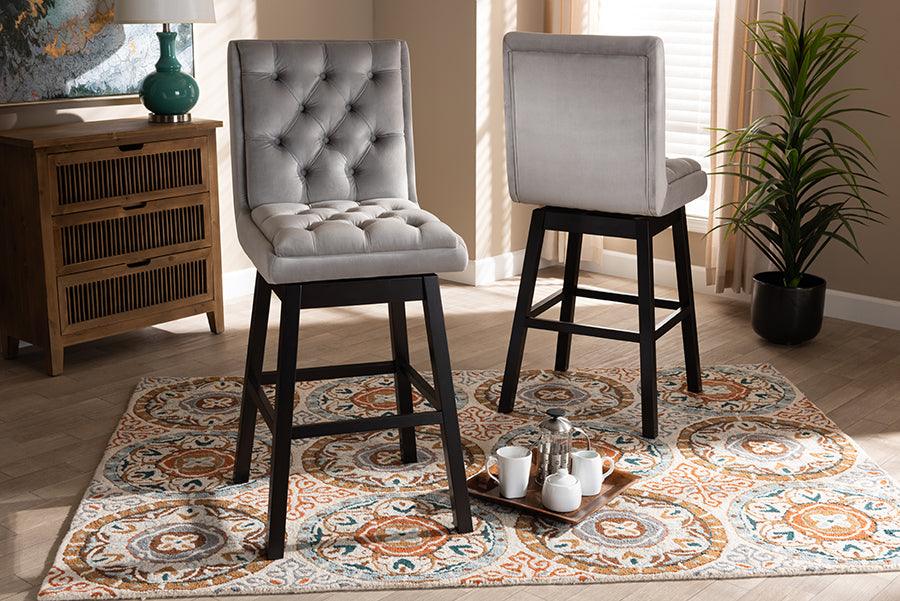 Wholesale Interiors Barstools - Gregory Bar Stool Light Gray & Dark Brown (Set of 2)